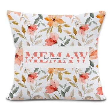 Imagem de laveliabel Memaw Gifts Capas de almofada 45,7 x 45,7 cm, para vovó, Best Memaw Ever, capas de almofada decorativas florais para presente de avó, capa de almofada para decoração de sofá de casa e