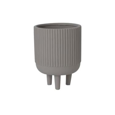Imagem de Vasos de plantas Vaso de plantas mesa três pernas, com textura linha, vaso flores cerâmica, para sala, varanda, jardim, escritório, recipiente(Gray)