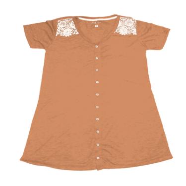 Imagem de CAMISOLA BOTÕES SILK BASIC+, EM MALHA POLIESTER COM VISCOSE, REFERENCIA K177 NA COR MARROM GG