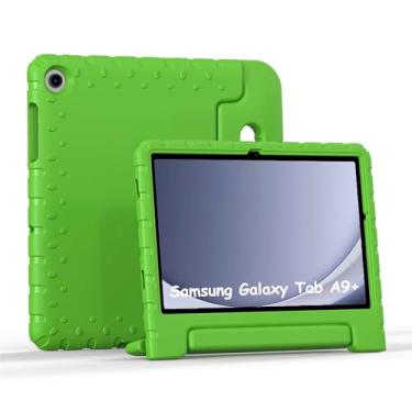 Imagem de Merocab Capa para Samsung Galaxy Tab A9+/A9 Plus 2023 de 11 polegadas (modelo SM-X210/X215/SM-X216B), leve, à prova de choque, com suporte para tablet A9 Plus de 11 polegadas (verde)