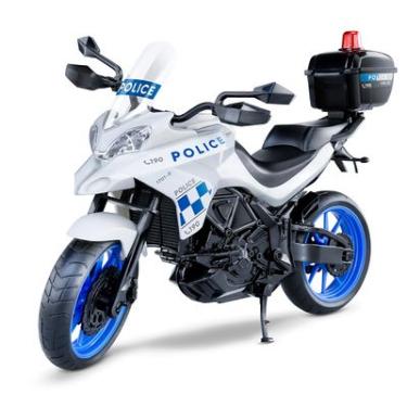 Imagem de Moto Multi Motors Policia 0903 Roma Branca Azul Pneu Borracha Baú Sirene