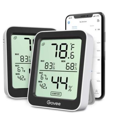 Imagem de Termômetro de higrômetro Govee Bluetooth H5075 preto, pacote com 2