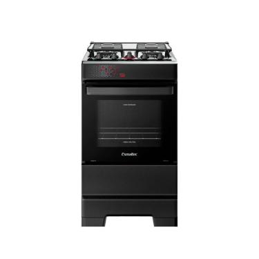 Imagem de Fogão Esmaltec 4 Bocas Ideal Top Mesa Inox Tampa De Vidro Forno 50 Litros Preto T4IAP Bivolt