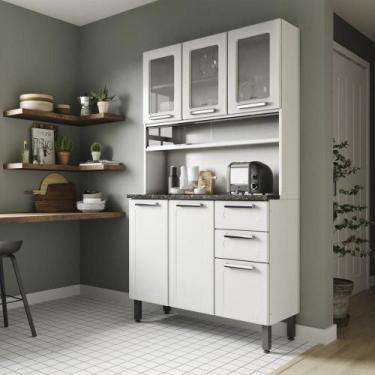 Imagem de Cozinha de Aço Compacta 6 Portas 2 Vidros Múltipla Bertolini, Branco