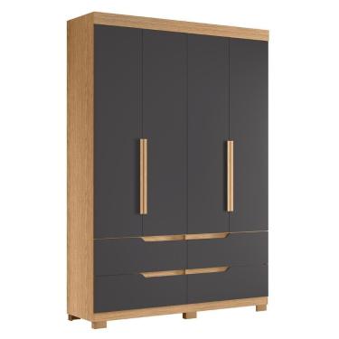Imagem de Guarda Roupa Solteiro 160cm 4 Portas Doble Freijó/titanium - Albatroz
