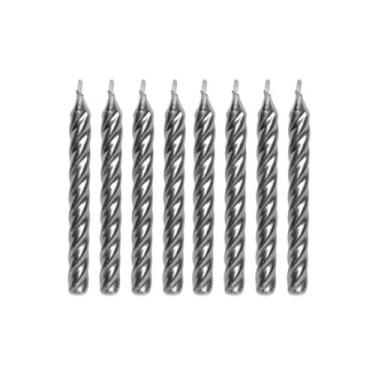 Imagem de Vela espiral metalizada c/08un. - Silverfestas, Prata