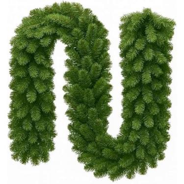 Imagem de Festão Aramado Natal Grosso 2,70 Metros Com 300 Galhos Cheios Flexível Decoração Natalina Escadas Lareiras Portas Guirlanda Premium