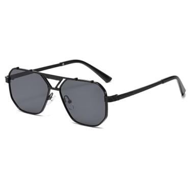 Imagem de Óculos de sol vintage de metal para dirigir, feminino, com proteção UV400, masculino, lentes degradê, preto, 143 mm