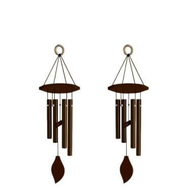 Imagem de Kit 2 Sinos Mensageiro Dos Ventos 50cm Meta Laluminio 5 Tubos