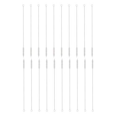 Imagem de HARFINGTON Conjunto de escovas de limpeza de palha, aço inoxidável 304 de comprimento 304 e cerdas de nylon para garrafa de água, tubos de copo de canudo de silicone, branco (12 mm OD, conjunto de 20