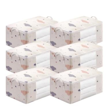 Imagem de KIT 4 UNIDADES Caixa Saco Organizador Cobertor Casaco Guarda Roupa Ecológico Anti-Poeira Multiuso.(6 Unidades [75L] - Bege)