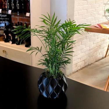 Imagem de Vaso Decorativo com Design em Ondas - Decoração Moderna para Plantas e Suculentas(Preto)
