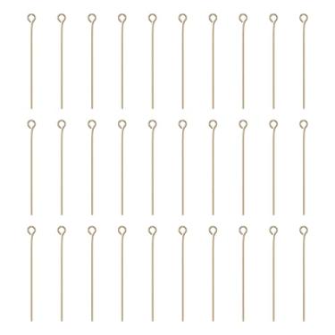 Imagem de HARFINGTON 100 pinos de cabeça de olho aberto, 4 cm, 40 mm, mini pinos de fio de metal, contas, pequenas agulhas a granel para brinco, pingente, colar, pulseira, berloque, joias, achados, champanhe