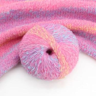 Imagem de Fio de lã macia gradiente tricô mohair bola de crochê artesanato 50 g várias cores para bricolage suéteres boneca cachecóis acessórios rosa claro