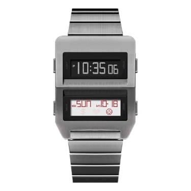 Imagem de Relógio masculino BENLY Matrix, retrô, vintage, 1970, LED, relógio de pulso multifuncional à prova d'água com alarme, cronômetro, contagem regressiva, horário duplo, pulseira de aço inoxidável