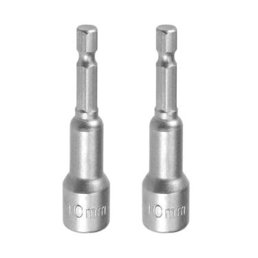 Imagem de 2 peças, haste sextavada de 1/10.2 cm, broca de porca magnética de 10 mm, comprimento de 65 mm - para furadeiras/chaves de impacto