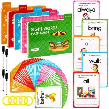 Imagem de Cartões flash BESARME Sight Words Kindergarten com 220 cartões