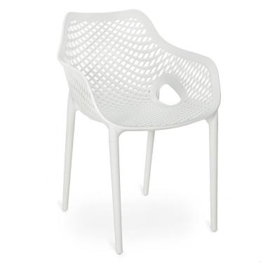Imagem de Cadeira De Jantar Design Suits Com Braço Empilhável Em Polipropileno - Branco