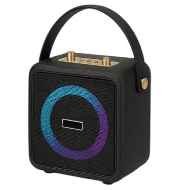 Imagem de Karaoke Infantil Portátil LED Bluetooth Com 2 Microfones Sem Fio (PRETO)