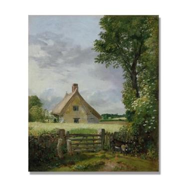 Imagem de NHLDZYH John Constable Wall Art, (A Cottage in a Cornfield), pôster de pinturas famosas, decoração de parede com impressão de imagem retrô romantismo. Apenas tela de 60 x 72 cm - 23,6 x 28,3 pol