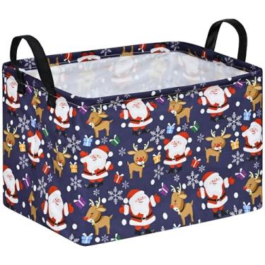 Imagem de ACMUUNI Cesta de presente de Natal, cesto de armazenamento de brinquedos para crianças, caixa de armazenamento retangular cesto de roupa suja com alças