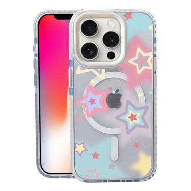 Imagem de Capa colorida Star para iPhone 14 Pro Max, compatível com MagSafe, capa fosca macia e fina à prova de choque, antiimpressões digitais, antiamarelamento, antiarranhões, capa de telefone magnética para