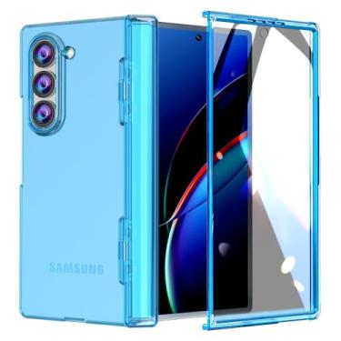 Imagem de FABSPARK Capa para Samsung Galaxy Z Fold 6 com película integrada, proteção de dobradiça, transparente cristalina, antiamarela, ajuste fino, acrílico rígido para Samsung Z Fold 6, azul claro