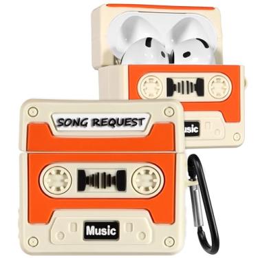 Imagem de Boaretiu Capa para Airpods 4ª geração - com chaveiro para AirPods 4ª geração (2024) fita laranja fofa Kawaii, engraçada, 3D, silicone macio, divertida, legal para meninas, mulheres, adolescentes para