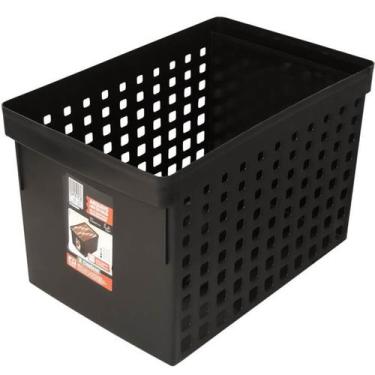 Imagem de Caixa Arquivo Preto Largo para Pastas Suspensas Office Ordene com Fura