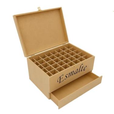 Imagem de Maleta de Esmalte Portatil Mdf com 35 Divisórias Alça e Gavetas