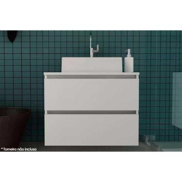 Imagem de Conjunto De Banheiro Balcão Suspenso Bn3607 C- Cuba Pia Bn3600 60cm Cor Branco - Tecno Mobili