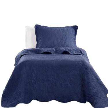 Imagem de Kit Cobre Leito Colcha Bouti Solteiro Infantil 2 Peças Marinho 100% Poliéster