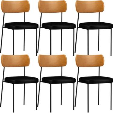 Imagem de Kit 06 Cadeira Para Sala De Jantar Melina L02 Preto Whisky