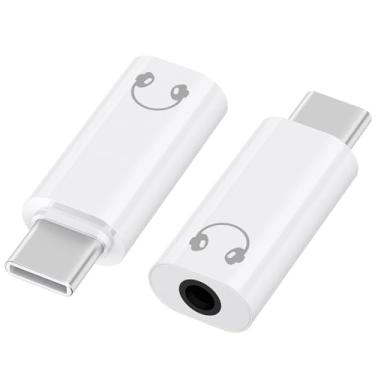 Imagem de Pacote com 2 adaptadores de áudio USB C para 3,5 mm, conector auxiliar de fone de ouvido tipo C, dongle de áudio auxiliar compatível com iPhone 17 16 15 Pro Max, iPad Pro, Samsung Galaxy S25 S24 S23