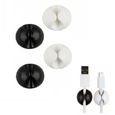 Imagem de 4 peças de clipes de cabo – clipes de cabo adesivo organizador de fios para mesa, suportes de fio para cabos, mesa de cabeceira, casa e escritório (colorido)