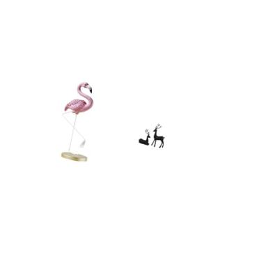 Imagem de Fenteer Elegante Conjunto de Esculturas em Resina de Flamingo E Veado, Arte Moderna, Estatueta de Pássaro E Rena para Decoração de Casa, Ideal para Jardim, Sa