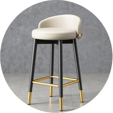 Imagem de Banqueta Redonda Ajustável Cadeira De Bar De Metal Moderna Alta Para Balcão De Cozinha E Banquetas De Bar De Sala De Jantar Com Encosto, Assento De Couro Pu, Estrutura Preta, Ap, White, 75 cm