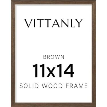 Imagem de Vittanly Porta-retrato 28 x 35 cm – Moldura de madeira maciça com acrílico inquebrável, inclui tapete de 20 x 25 cm, pendurar na parede para fotos, arte, decoração de casa e escritório (marrom, 1