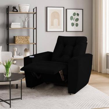 Imagem de Poltrona Do Papai Reclinável Suede Porta Copo Perola Preto