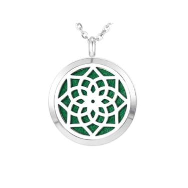 Imagem de Colar Difusor Pessoal Mandala Prateado Aromaterapia Aço Cloe Horganah