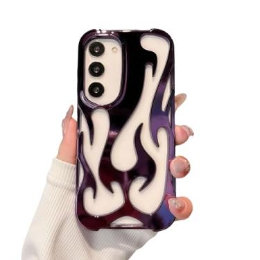Imagem de FXFOOT Capa protetora moderna com chama para Samsung Galaxy A15 [revestimento de cor 3D Deluxe] [Design oco de dissipação de calor] Capa protetora ultrafina à prova de choque macia - Roxa