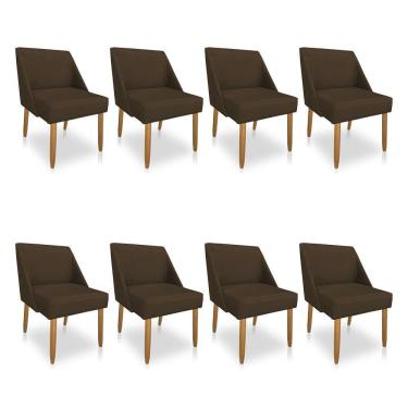 Imagem de Kit 08 Cadeiras Poltona Juliana Suede Marrom Pés Palito Castanho