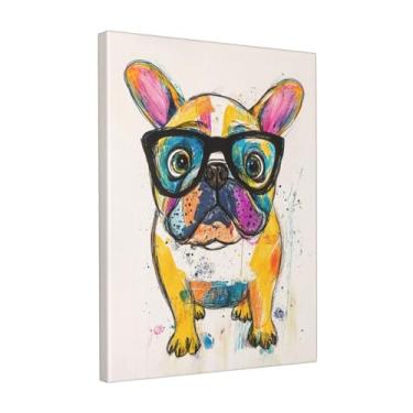 Imagem de Arte de parede em tela de buldogue francês grafite colorido Banksy Frenchie imagens pop art pintura animal impressões arte moderna para banheiro sala de estar quarto escritório decoração de parede