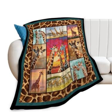 Imagem de Cobertor de girafa, cobertor de vida selvagem, presentes de girafa, cobertores de animais, coisas de girafas, flanela de pelúcia para mulheres, homens, meninos, meninas, adultos, roupa de cama macia