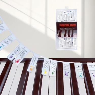 Imagem de NALU Adesivos de nota de piano de 61 teclas - Etiquetas de teclado de silicone removíveis com nomes de funcionários e notas para iniciantes e crianças - Serve para pianos digitais e teclados (não