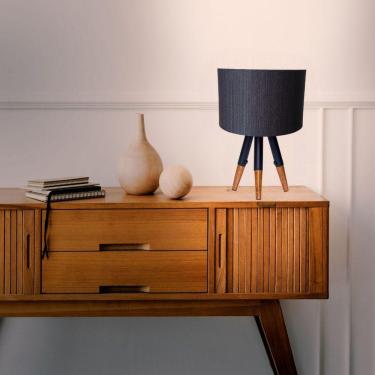 Imagem de Abajur Ranna Preta Luxo Sala Bancada Mesa Cômoda Madeira