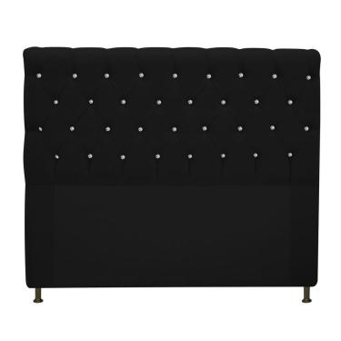 Imagem de Cabeceira Cristal 195cm King Size com Strass Suede Preto
