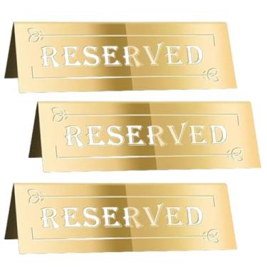 Imagem de Placas de mesa reservadas - barracas de reserva de assento duplas douradas à prova d'água acrílicas para casamento, aniversário, festa, restaurantes e reuniões, casamento ideal, decoração de casa e