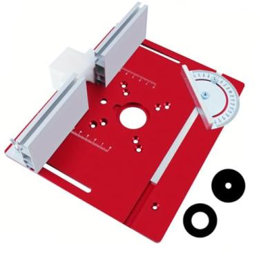 Imagem de Placa de inserção de mesa de alumínio com suporte deslizante de cerca de guia de medidor de esquadria, topo de mesa de roteador, 24 x 19 x 0,5 cm, placa flip para bancada de marcenaria, serra de mesa