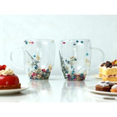 Imagem de Gugou Conjunto de 4 canecas de café de vidro de parede dupla, novas xícaras de café de vidro transparente sopradas à mão, caneca de chá isolada, perfeita para expresso, cappuccino, latte, americano